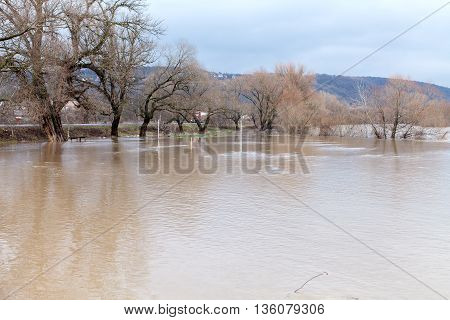River burst its banks after heavy rains