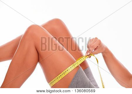 Upper Female Legs On White Background