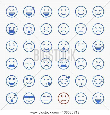 Set of Emoji. Flat style illustrations - stock vector.