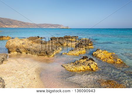 view of Elafonissi Beach on Crete Greece
