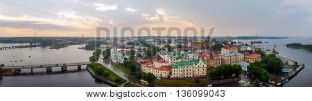 Panorama of the city of Vyborg from the top. Capital city of Russia, founded in the Middle ages the Swedes. In 1293 during the Crusades in the land of Karelians, swedes built a castle Vyborg.