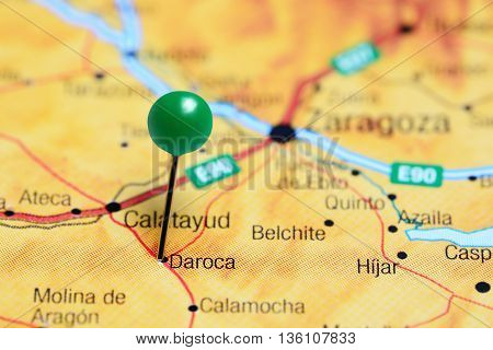 Daroca pinned on a map of Spain
