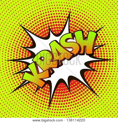 Krash pop art on a background of halftone. Retro comics. Vector illustration