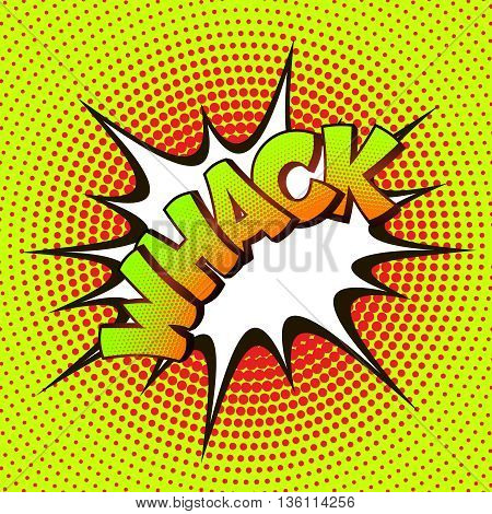 Whack pop art on a background of halftone. Retro comics. Vector illustration