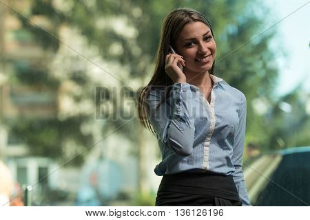 Young Businesswoman Talking On The Mobile Phone