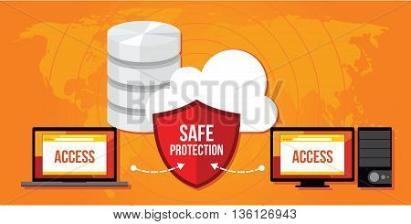 data protection database security internet shield illustration