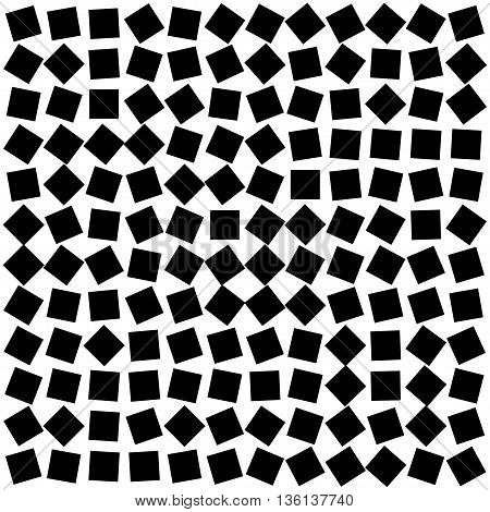 abstract background from randomly oriented black squares. Stock vector illustration