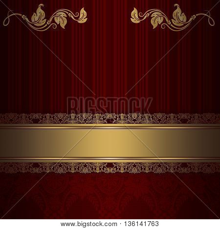 Vintage vackground with decorative gold border and elegant patterns.