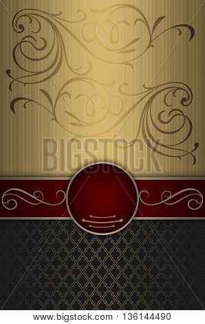Decorative vintage background with old-fashioned frameborder and patterns. Vintage invitation card or book cover design.