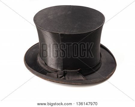 Old used stylish hat on a white background