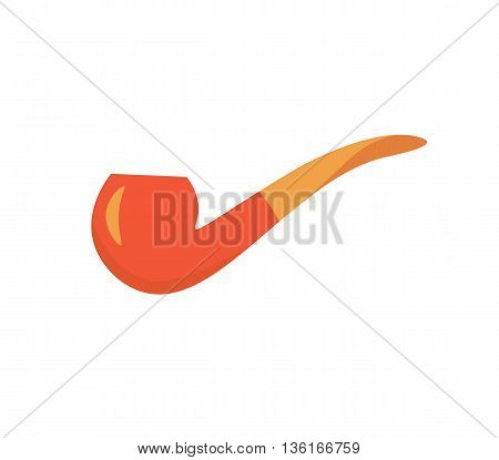 Smoking pipe vector illustration. Tobacco tube flat icon. retro nicotine pipe isolated on white background. wood classic Smoking pipe