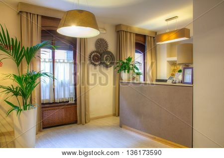 View of the Reception of Ares hotel in Milan
