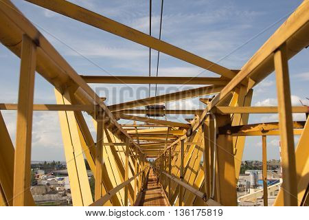 Railway assembly procces with cranes and chains