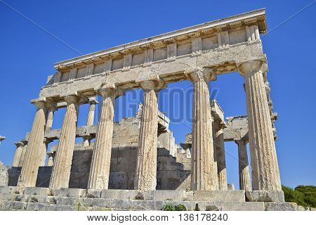 temple of Aphaia in Aegina island Saronic Gulf Greece