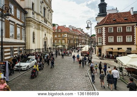 Warsaw, Poland - 20 June 2015: view on a street in okd part of Warsaw downtown
