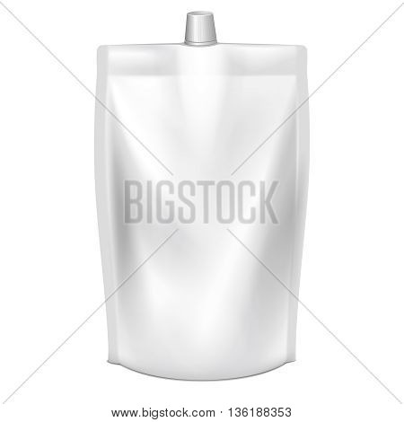 Doypack vector. Blank doy pack with spout lid. Liquid product doypack, template doypack with lid, clear container doypack illustration
