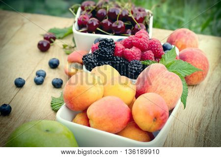 Selective focus on bramble(brambleberry, bramle berry) - fresh organic fruits