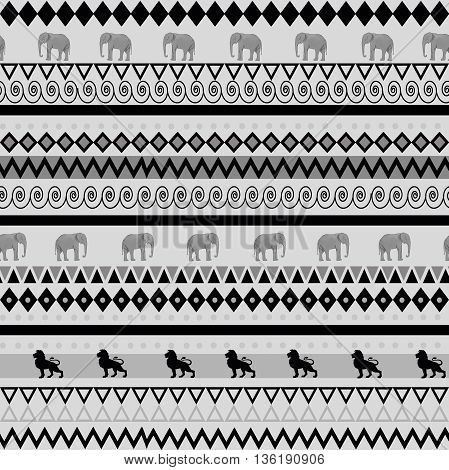 Hand drawn seamless pattern with safari style.