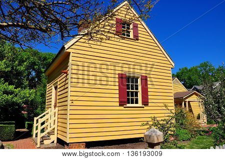 Raleigh North Carolina - April 18 2016: 1779 wooden clapboard outer dependency building at the Joel Lane House Museum - Xu Lei Photo