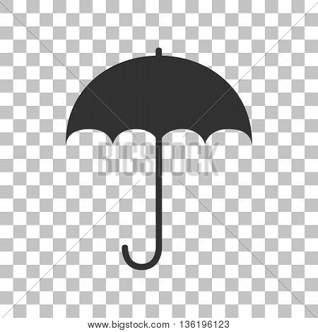 Umbrella sign icon. Rain protection symbol. Flat design style. Dark gray icon on transparent background.