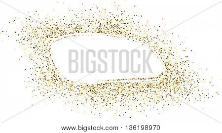 White oval background with sand. Vector paper illustration.