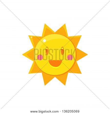 Simple Yellow Sun Cute Childish Style Bright Color Design Icon Isolated On White Background