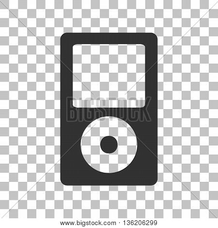 Portable music device. Dark gray icon on transparent background.