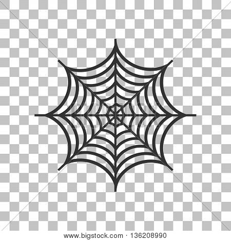 Spider on web illustration. Dark gray icon on transparent background.