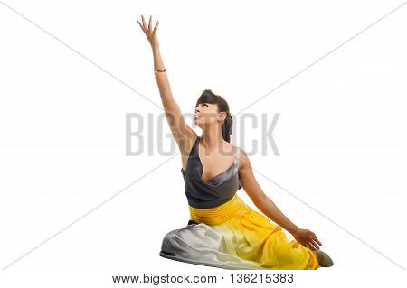 sensual lovely girl posing to camera in studio