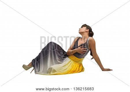 sensual lovely girl posing to camera in studio