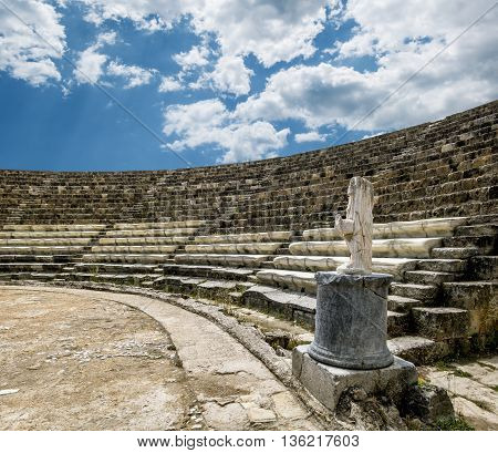May 24 2016.Famagusta.Ruins and ancient amphitheatre in the ancient city of Salamis in Famagusta .Northern Cyprus.