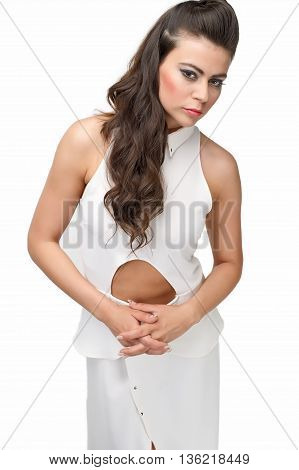 lovely beautiful fashion model posing in nice dress