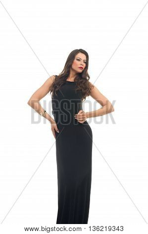 glamour fashion model posing in studio on white background