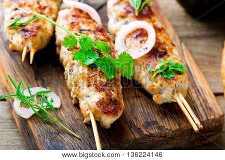 kebab from chicken.traditional east dish. selective focus