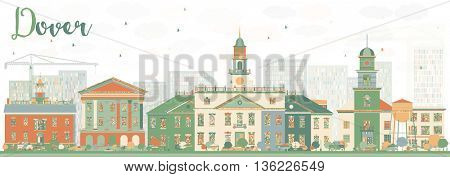 Abstract Dover Skyline with Color Buildings. Vector Illustration. Business Travel and Tourism Concept with Historic Buildings. Image for Presentation Banner Placard and Web Site.