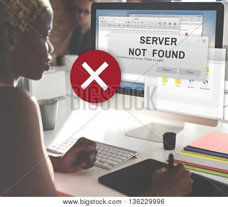 Server Not Found Error Inaccessible Concept