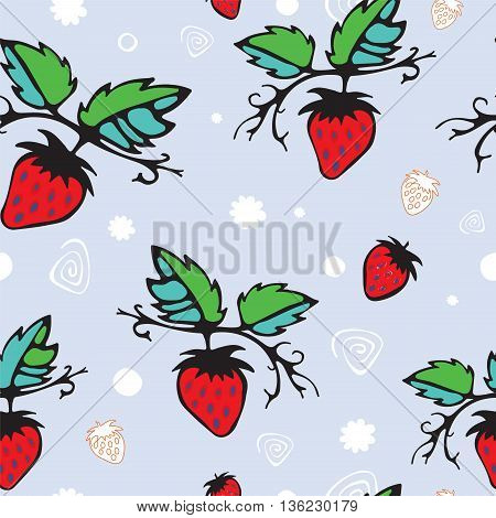 stock vector seamless pattern with strawberry. summer desing