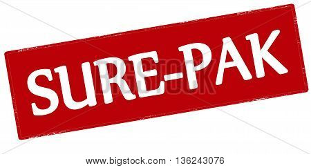 Rubber stamp with text sure pak inside vector illustration