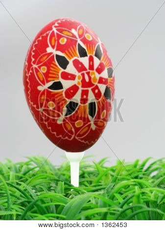 Uovo di Pasqua su un Golf-Tee.