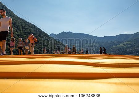 The Floating Piers in Iseo lake,Italy, yellow