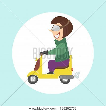 girl without a helmet riding a motorcycle. Improper driving.