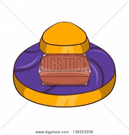 Baggage on conveyor belt at the airport icon in cartoon style on a white background