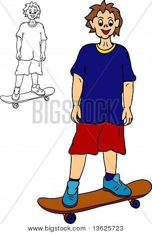 Fiú megy Skateboar
