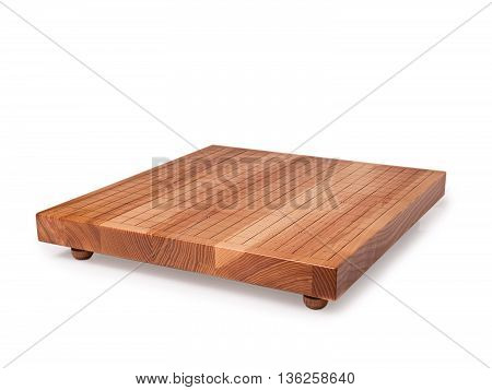 Empty wooden tables for board game wei-chi or go isolated on white background