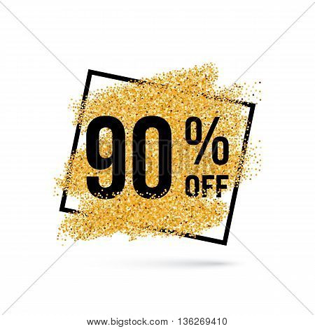 Gold Discount Background for Sale Sign with Ninety Percent