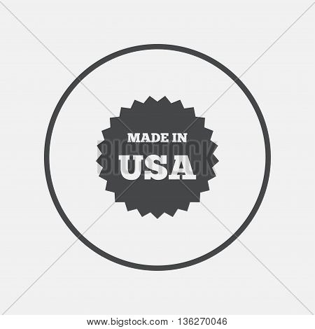 Made in the USA icon. Export production symbol. Product created in America sign. Round button with flat icon. Vector