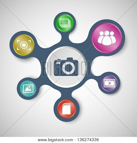 Photography infographic templates with connected metaballs, stock vector