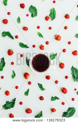 Colorful Mix Of Fruits On White Background. View From Above. Col