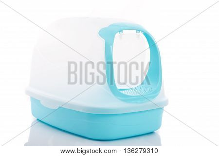 Cat litter box on white background isolated