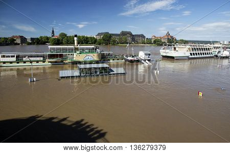 DRESDEN, GERMANY - JUNE 5, 2013:Flooding in Dresden